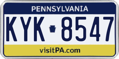 PA license plate KYK8547