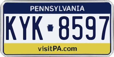 PA license plate KYK8597