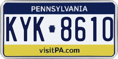 PA license plate KYK8610