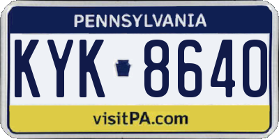 PA license plate KYK8640