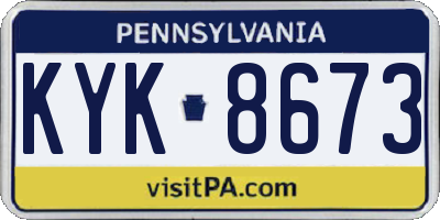PA license plate KYK8673