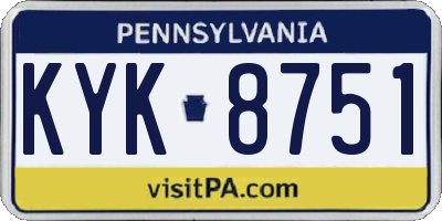 PA license plate KYK8751