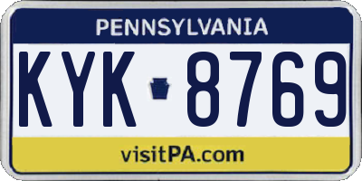 PA license plate KYK8769