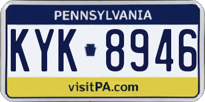 PA license plate KYK8946