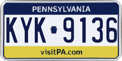PA license plate KYK9136