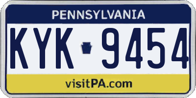 PA license plate KYK9454