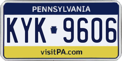 PA license plate KYK9606