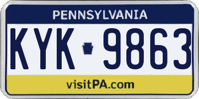 PA license plate KYK9863