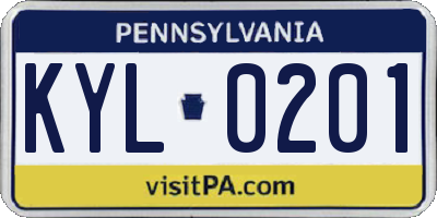 PA license plate KYL0201