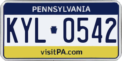 PA license plate KYL0542