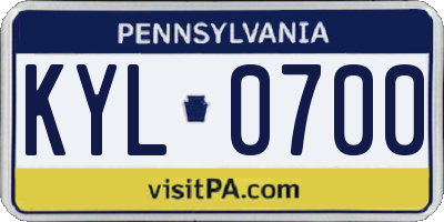PA license plate KYL0700