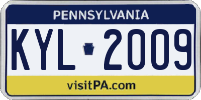 PA license plate KYL2009
