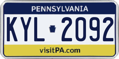 PA license plate KYL2092