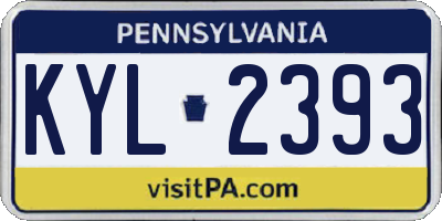 PA license plate KYL2393