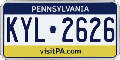 PA license plate KYL2626