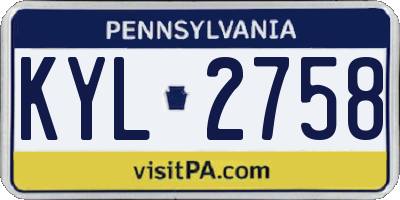 PA license plate KYL2758