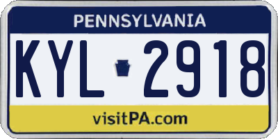 PA license plate KYL2918