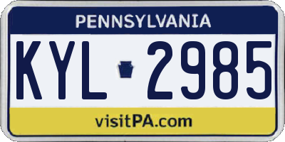 PA license plate KYL2985