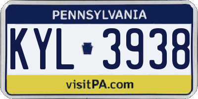 PA license plate KYL3938