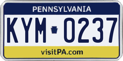 PA license plate KYM0237