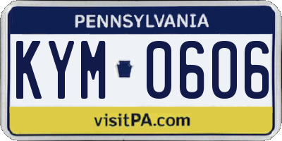 PA license plate KYM0606