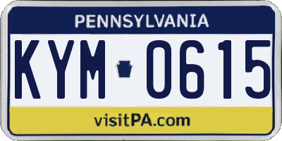 PA license plate KYM0615