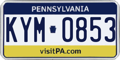 PA license plate KYM0853