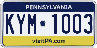PA license plate KYM1003