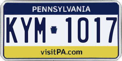 PA license plate KYM1017