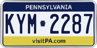 PA license plate KYM2287
