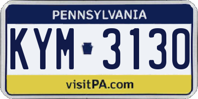 PA license plate KYM3130