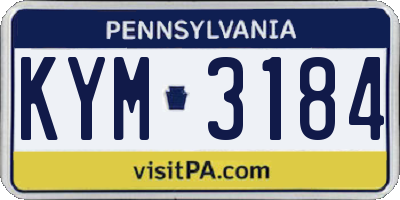 PA license plate KYM3184