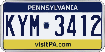 PA license plate KYM3412