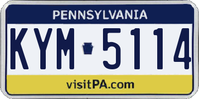 PA license plate KYM5114