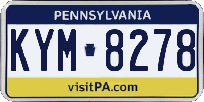 PA license plate KYM8278