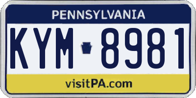 PA license plate KYM8981