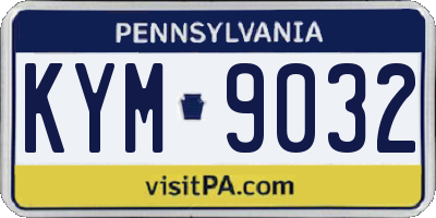 PA license plate KYM9032
