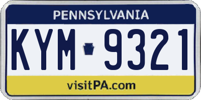 PA license plate KYM9321