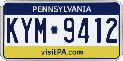 PA license plate KYM9412