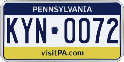 PA license plate KYN0072