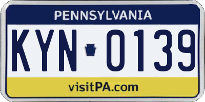 PA license plate KYN0139