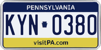 PA license plate KYN0380