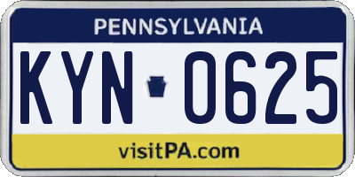 PA license plate KYN0625