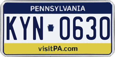 PA license plate KYN0630