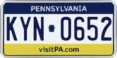 PA license plate KYN0652