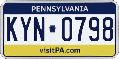 PA license plate KYN0798
