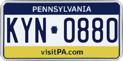 PA license plate KYN0880