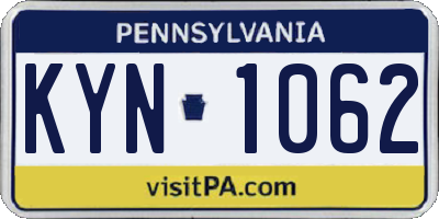 PA license plate KYN1062