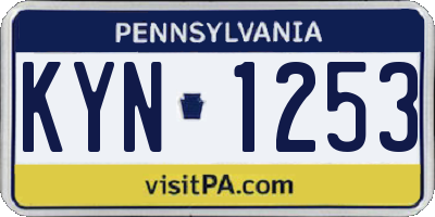 PA license plate KYN1253
