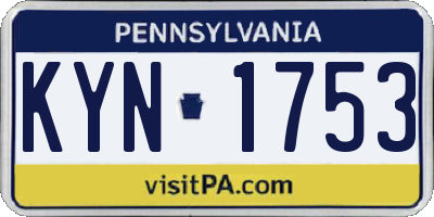 PA license plate KYN1753